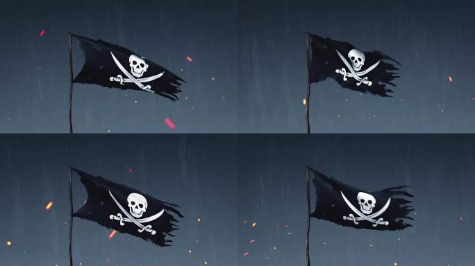 雷暴中的海盗旗动画