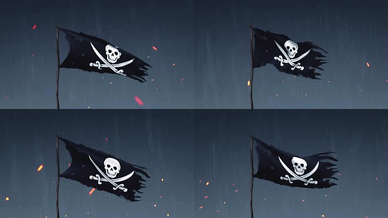 雷暴中的海盗旗动画