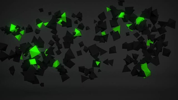 混沌绿色粒子抽象3D渲染无缝循环