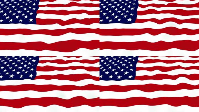 美国国旗飘扬，飘扬