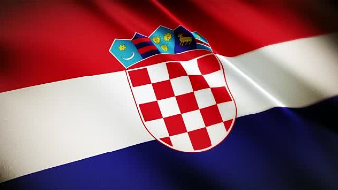 克罗地亚逼真的国旗无缝环摆动动画