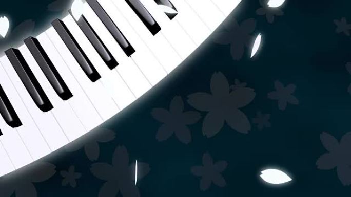 钢琴樱桃循环波移动黑暗背景