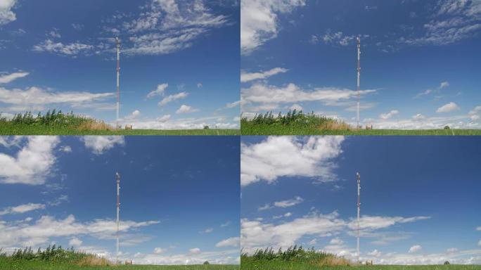 蜂窝塔和云快速移动的延时镜头