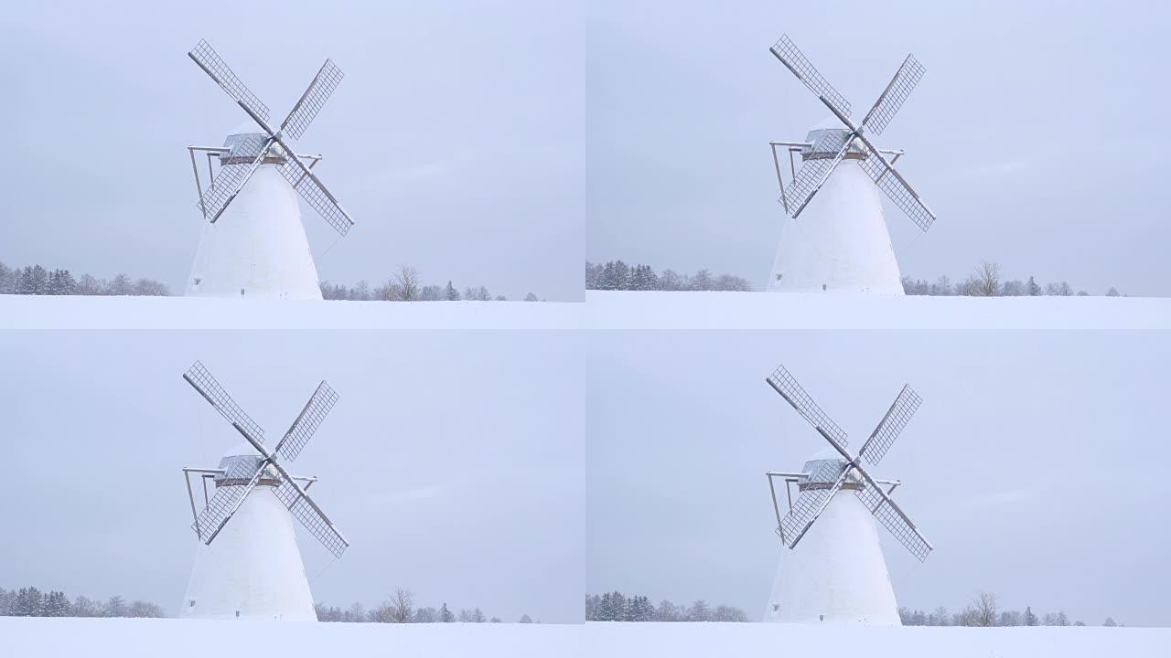 雪地里的非功能风车