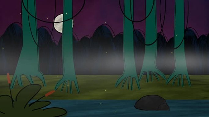 沼泽的卡通动画