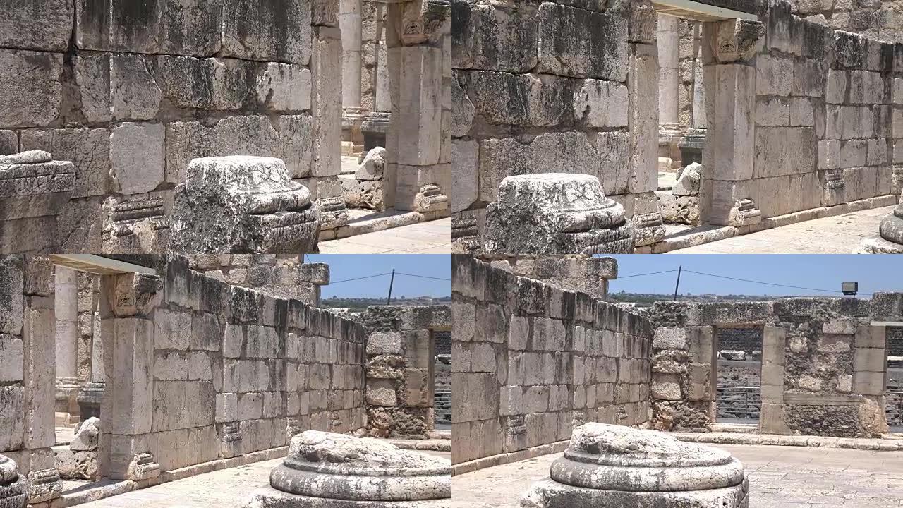 在以色列的寺庙崎Stone不平的石墙上慢慢平移