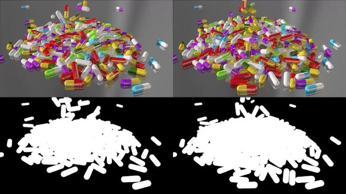 3D渲染多色医用药丸