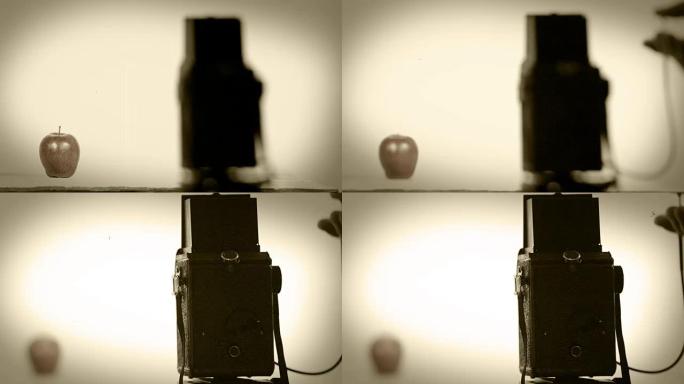 旧电影效果: 使用中型相机以老式方式拍摄静画的过程