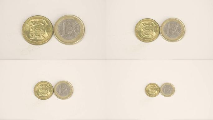 2003年版的爱沙尼亚金币和1欧元硬币
