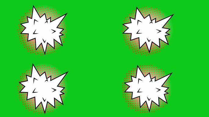 波普艺术背景动画，高清。绿色背景上的漫画风格云。