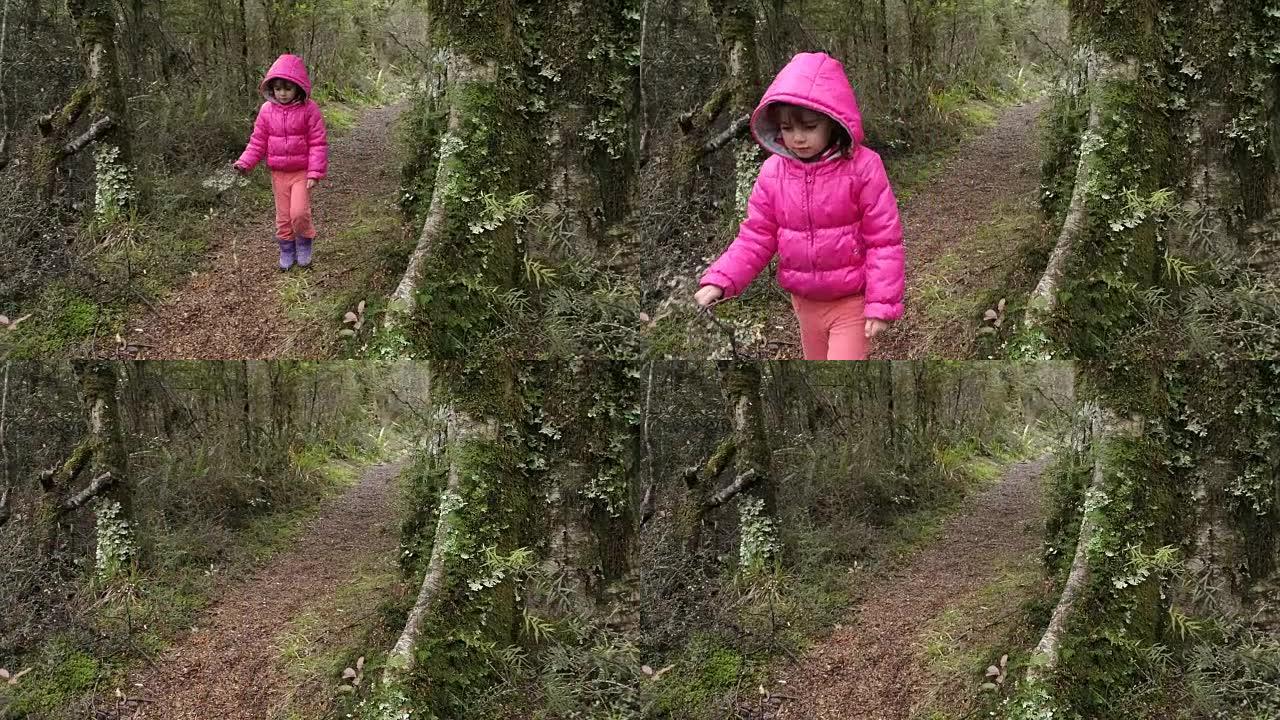 小女孩迷失在雨林中