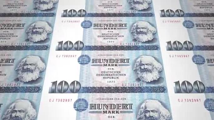 旧德国共和国的100德国马克的纸币，现金
