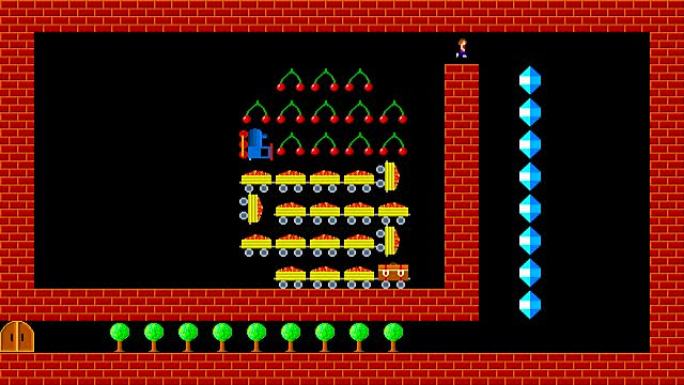 火车拼图，复古风格低分辨率像素化游戏图形动画，6级