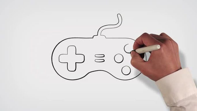 电子游戏控制器白板定格风格动画