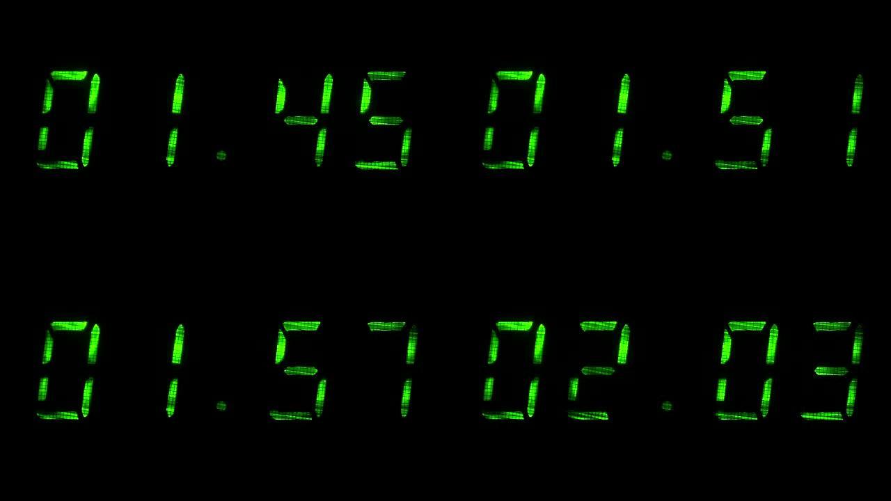 数字时钟显示时间从01分39秒到02分09秒