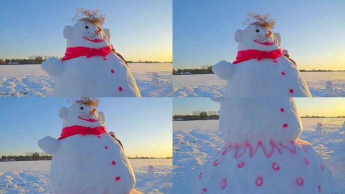 粉色领结的大粉色雪人