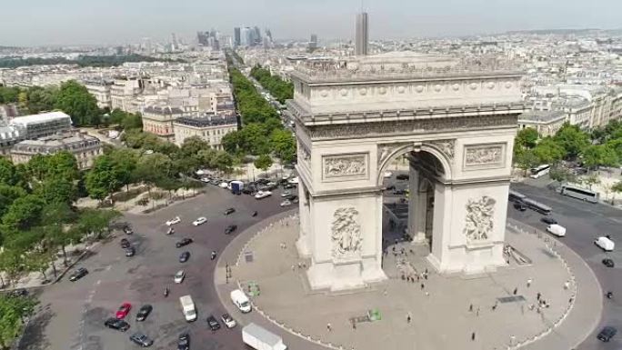 巴黎凯旋弧的鸟瞰图