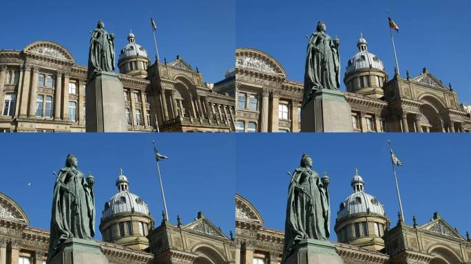 放大到英国伯明翰的维多利亚女王雕像。