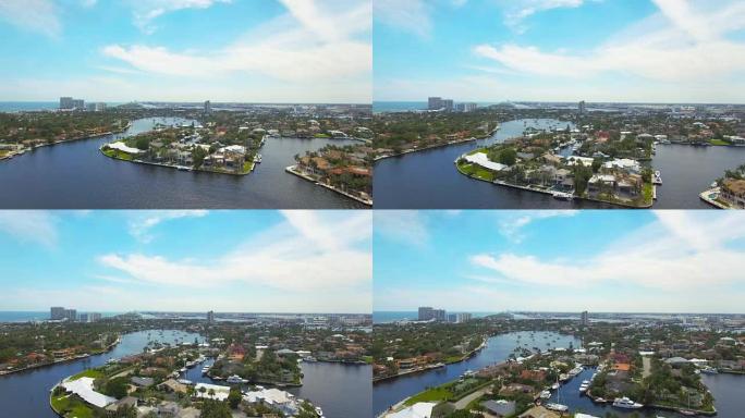 海滨住宅ft的鸟瞰图。佛罗里达州劳德代尔-4K