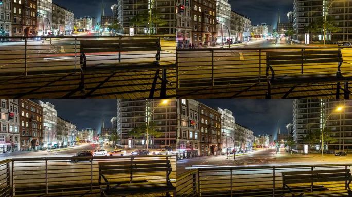 汉堡市夜间多莉拍摄了dslr延时