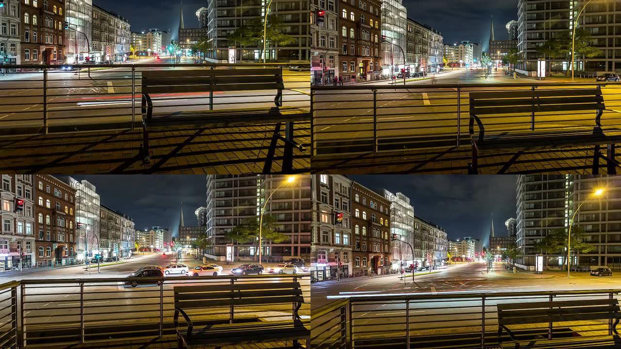 汉堡市夜间多莉拍摄了dslr延时