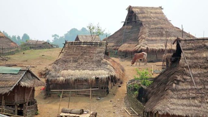 老挝蓬萨利阿卡部落村的土著土著部落文化