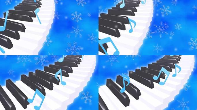 钢琴音符雪环楼梯明亮背景