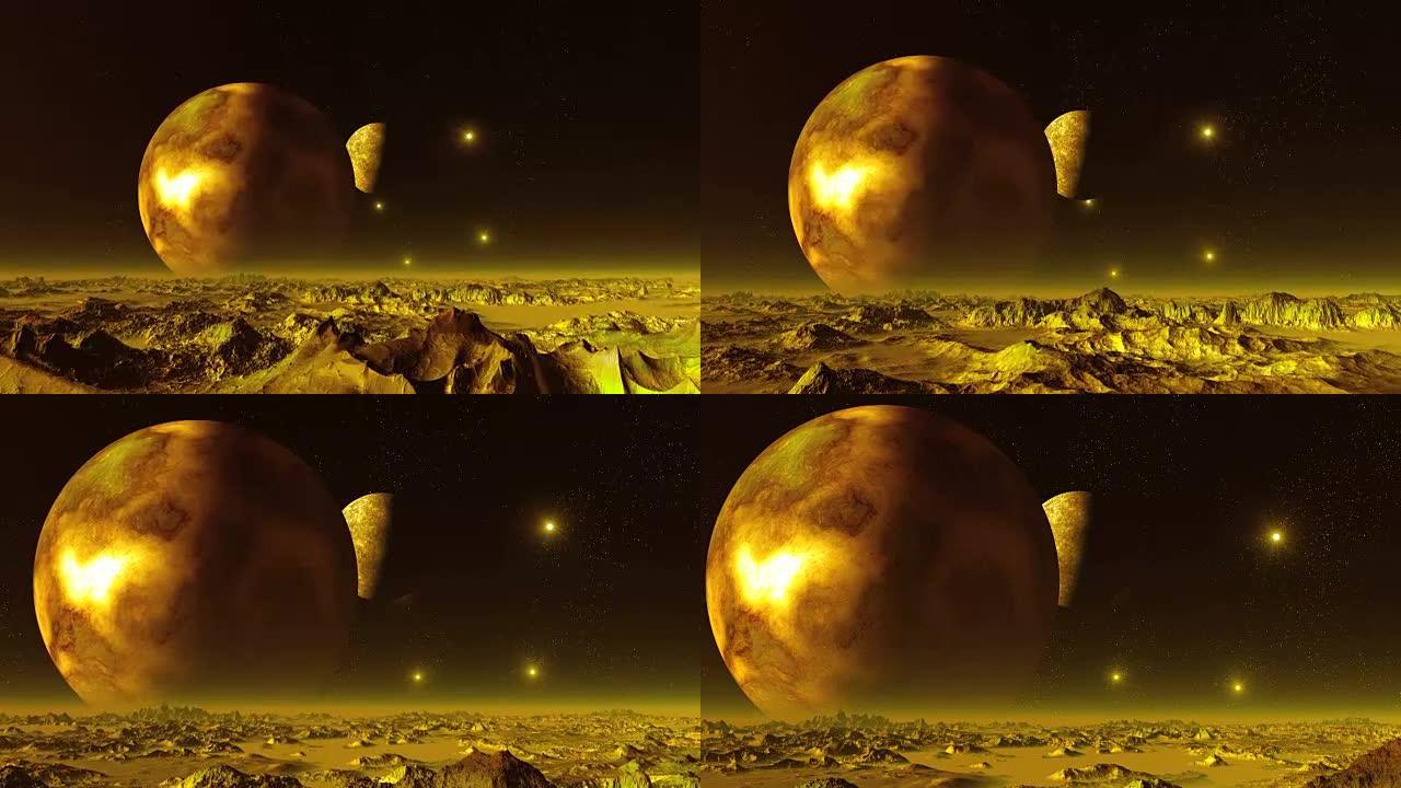 天空中的两个巨型月亮外星行星