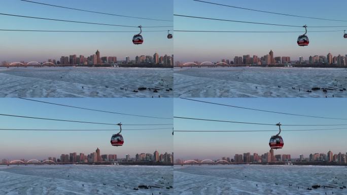 原创 哈尔滨松花江索道缆车航拍风光