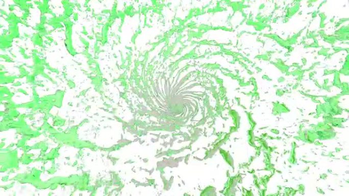 绿色液体如糖浆或甜柠檬水流入漩涡或龙卷风。液体的流动旋转并形成慢动作的龙卷风，阿尔法通道为luma 