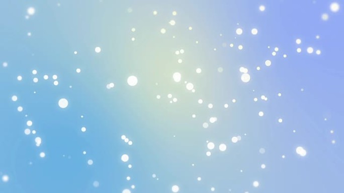 闪闪发光的光粒子在蓝黄紫色渐变背景上移动