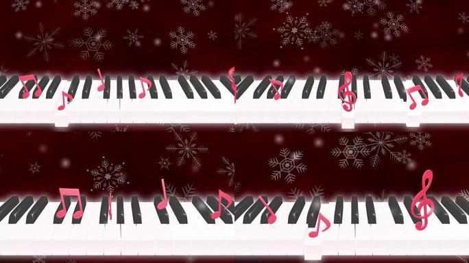 钢琴音符雪环黑暗背景