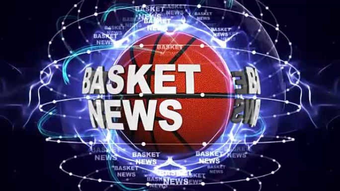 篮子新闻文字动画和球，循环