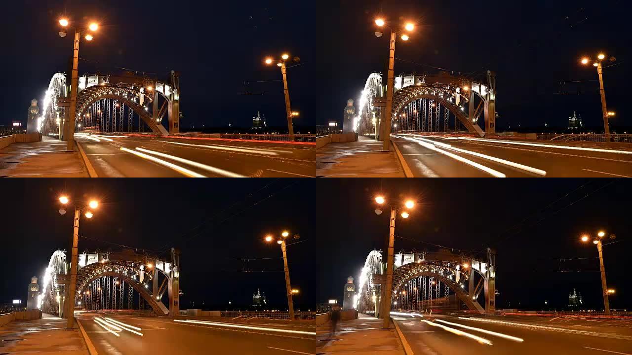 圣彼得堡延时摄影布尔什霍金斯基大桥