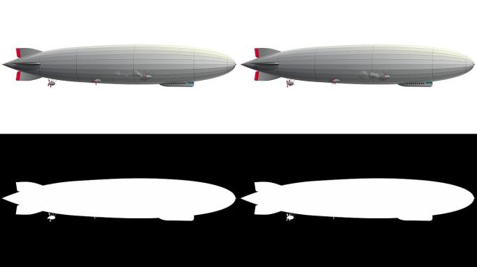传奇的齐柏林飞艇。风格化的飞行气球。带方向舵和螺旋桨的飞船。
