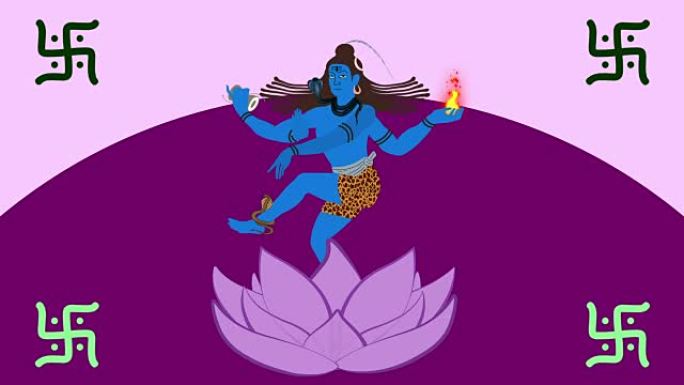 湿婆神站在莲花里