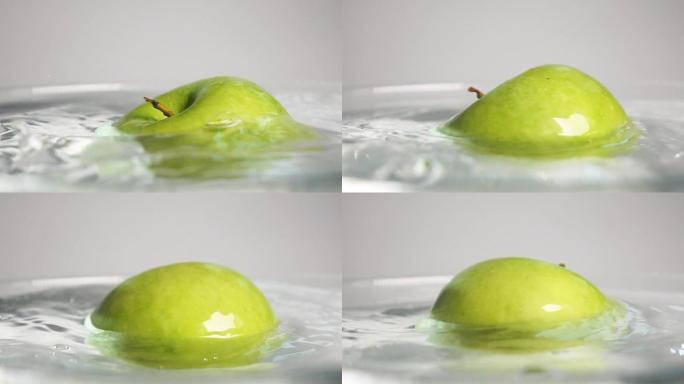 苹果在水中旋转