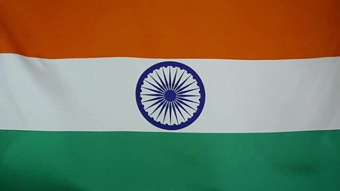 慢镜头真实的印度纺织旗帜