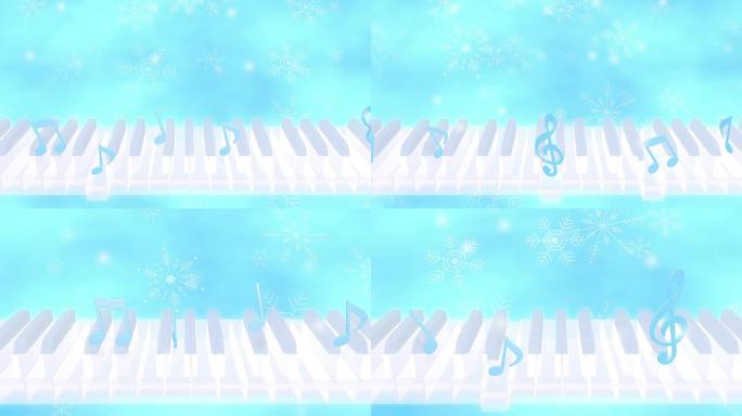 钢琴音符雪环明亮背景