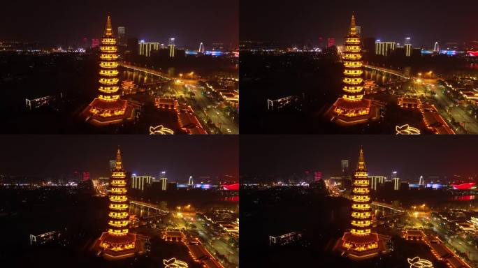 金华市 万佛塔夜景 洪济桥 古子城 金华