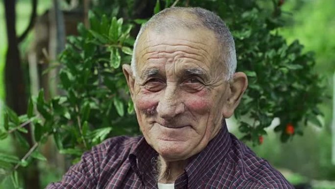 微笑快乐的皱纹老人: 老人，乡村，户外，肖像