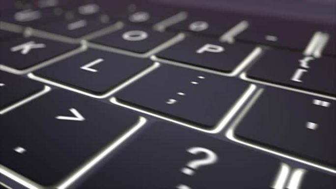 现代黑色电脑键盘和发光卖键的跟踪镜头。概念全高清剪辑