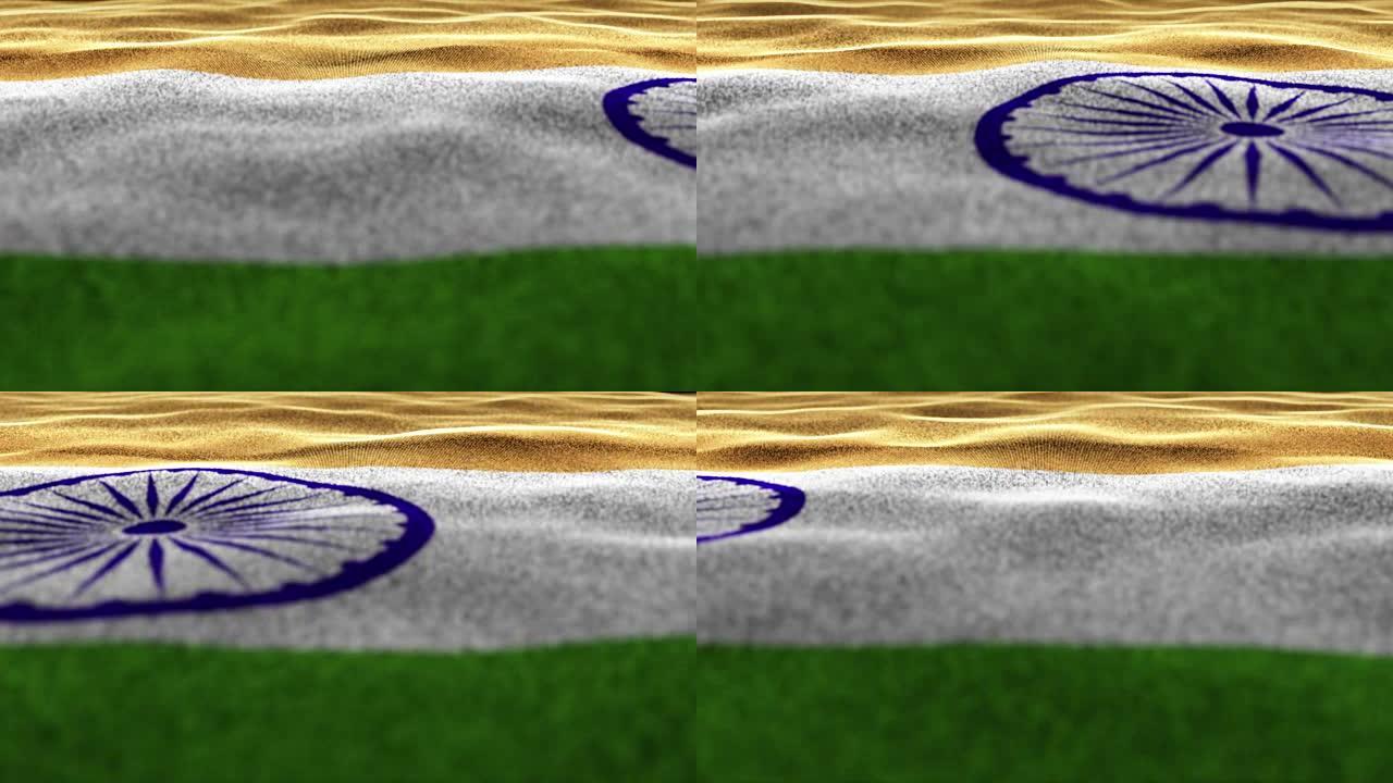 印度国旗，纺织地毯背景，静态相机，循环