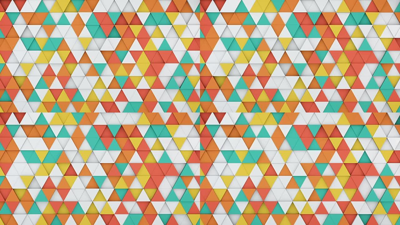 彩色三角形挤压3D渲染可循环动画