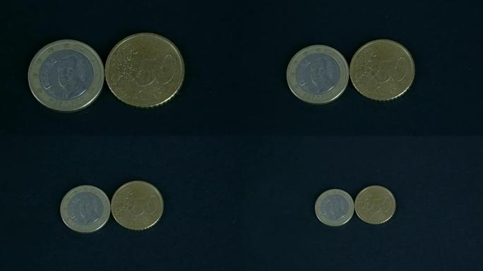 两50分西班牙欧元硬币正面和背面细节