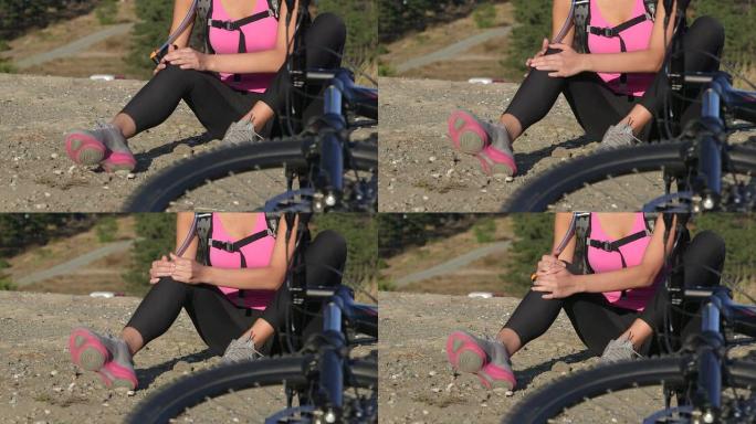 锻炼健身受伤的女性骑车人膝关节疼痛