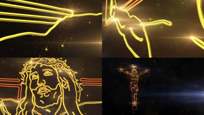十字架上的耶稣基督被灯画