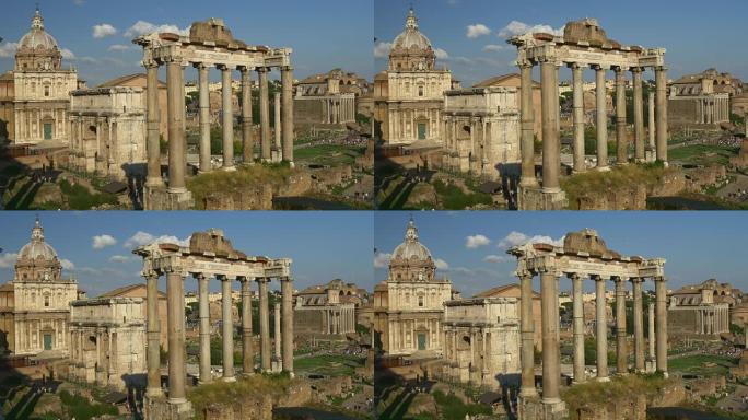 意大利罗马城市日时间著名罗马论坛柱巴西利卡全景4k