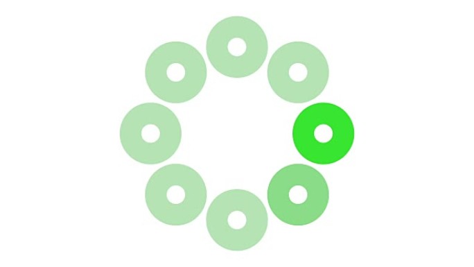 加载屏幕圆形，白色背景上的绿色- 30fps循环-视频纹理，无缝动画元素