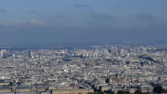 从蒙帕纳斯大厦拍摄的4k巴黎全景画面